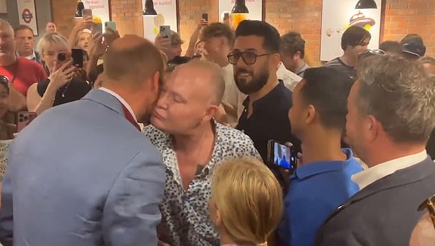Paul Gascoigne gave Prince WIlliam a kiss on the cheek