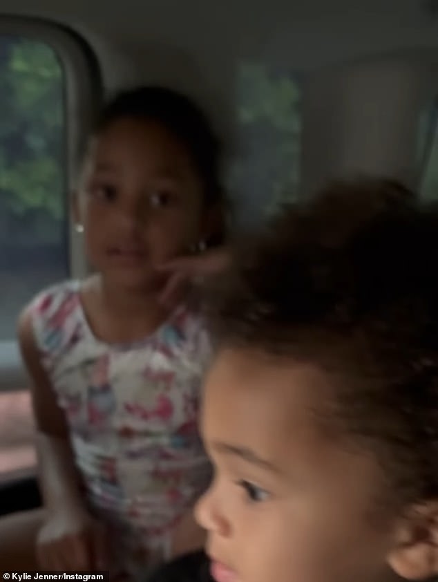 Kylie included a cute clip of her seven-year-old daughter Stormi Webster and three-year-old son Aire Webster listening and singing along to Fourth Strike while in the back of her SUV