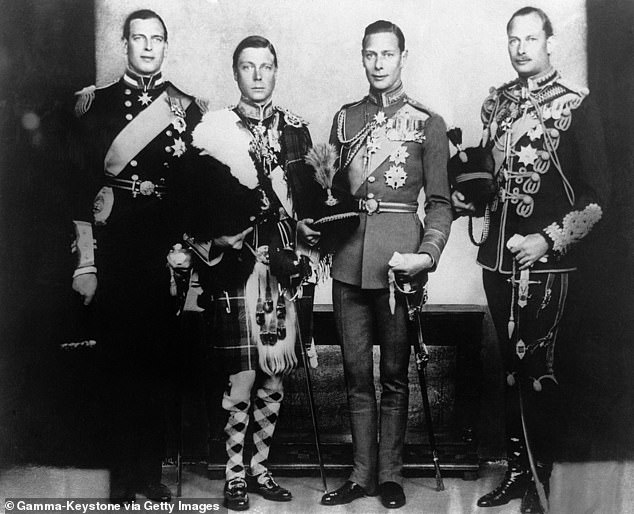 Three generations ago, King Edward VIII (second right) and his younger brother, King George VI (second left), famously severed all ties after the intended heir abdicated the throne in 1936, after his requests to marry American socialite Wallis Simpson were repeatedly denied