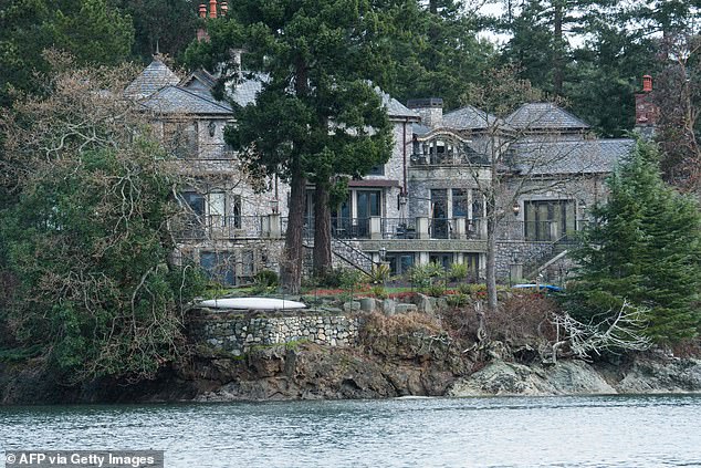 The pair spent time in their $14million waterfront mansion, Mille Fleurs, on Vancouver Island