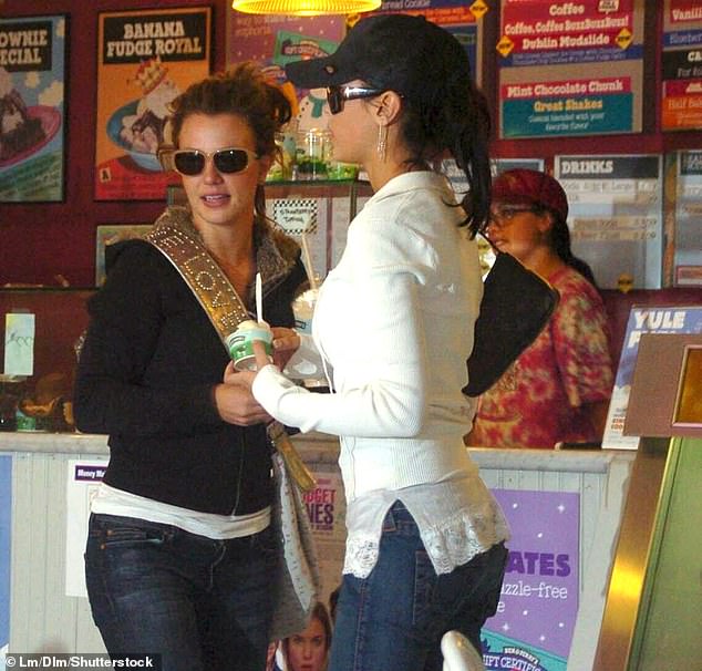 Britney Spears is at a ben and Jerry's ice cream parlor in Malibu in 2004