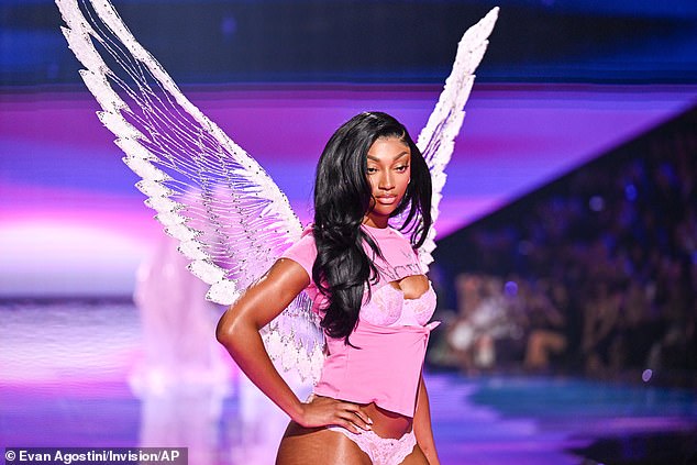 Reese strolled down the catwalk twice and wore a pair of elegant wings for one appearance