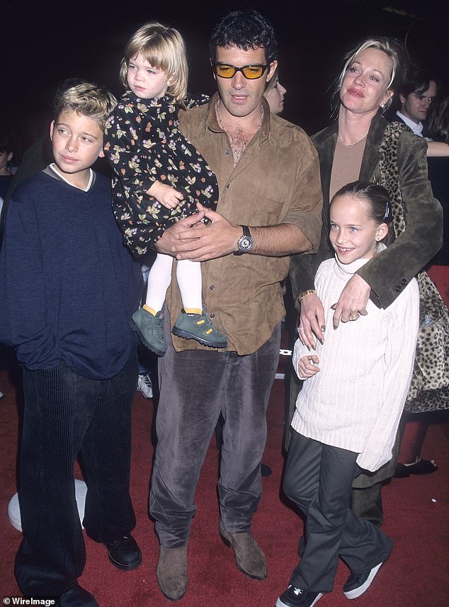 'She's a wonderful woman and I still respect and support that idea that everything that happened between her and me for 20 years was beautiful,' he said of Melanie; seen with Melanie as well as Stella, Alexander and Dakota in 1998