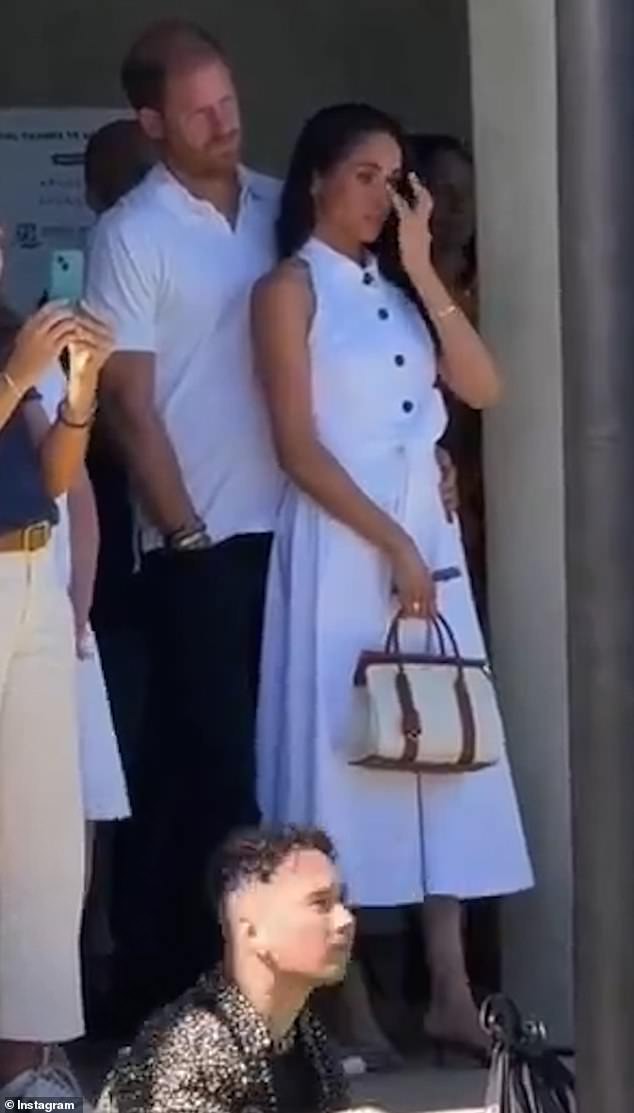 The Duchess of Sussex, who attended the event alongside the Duke of Sussex, was visibly emotional during her best friend Kelly McKee Zaifen's heartfelt speech about the loss of her son in 2022
