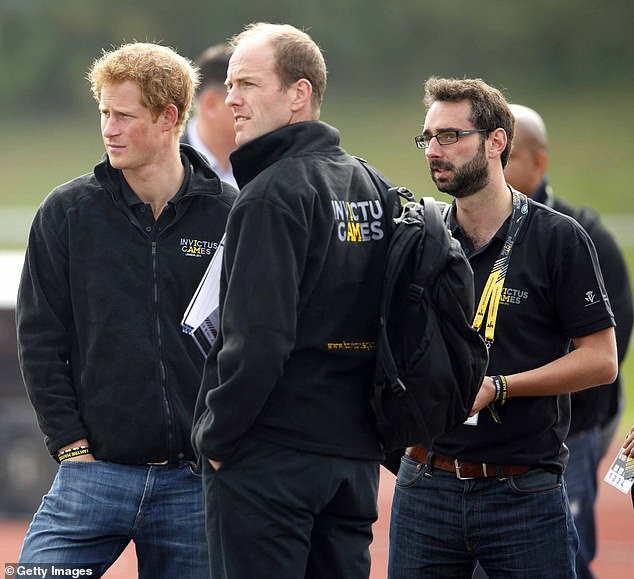 Just two days after Harry asked Her Majesty the all-important question, Harry, Nick Loughran, Lane Fox (all pictured) and Jason Knauf all travelled to meet a film crew at Windsor Castle. The incredible 40-second video was shot in just two takes