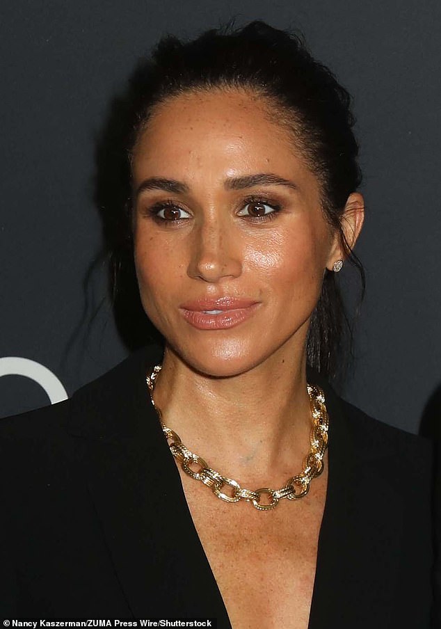 During several of her most recent appearances, Meghan has been seen to favour a very fresh, glowy complexion. Pictured at the 3rd Annual World Mental Health Day Gala held at Spring Studios on 9 October