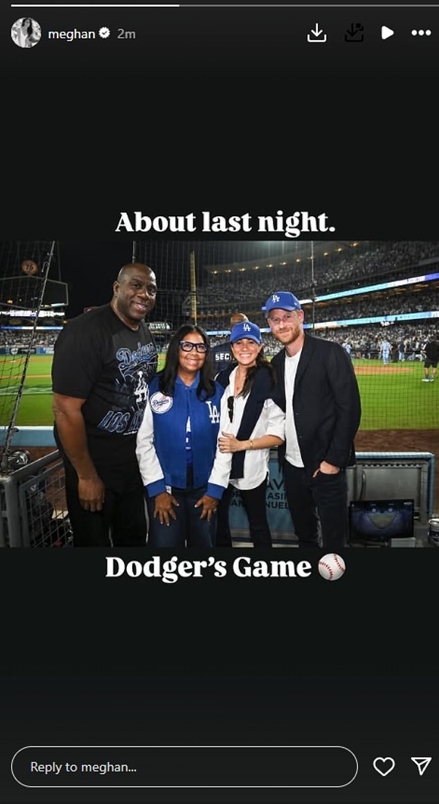 Meghan also shared pictures posing with basketball legend Magic Johnson and his wife Cookie