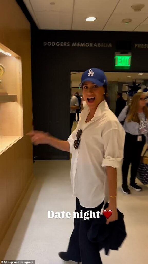 Despite Prince Harry sharing his concerns, saying: 'Social media is taking young men and young boys into very dark places, which should concern all of us,' his wife took to social media platform Instagram posting a story of the pair together at a Dodger's game