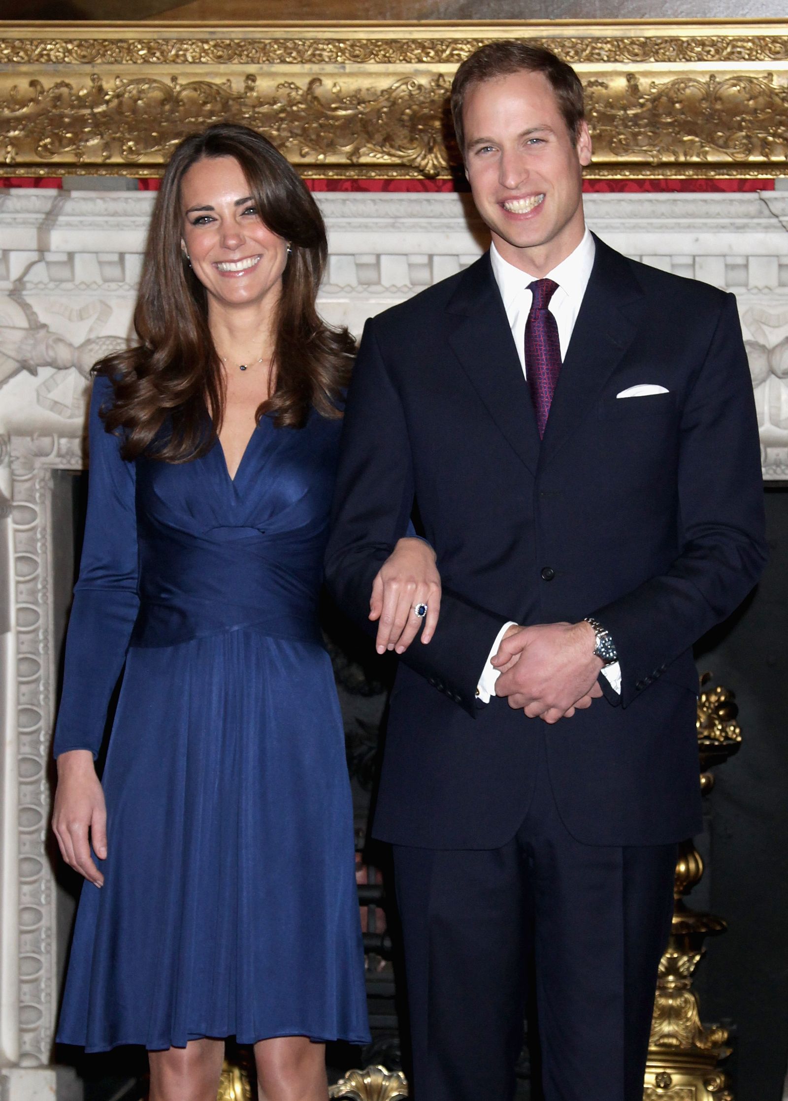 Sapphire sparkler Kate Middleton's engagement ring remains the royal gold standard after 15 years. Pictured the couple...