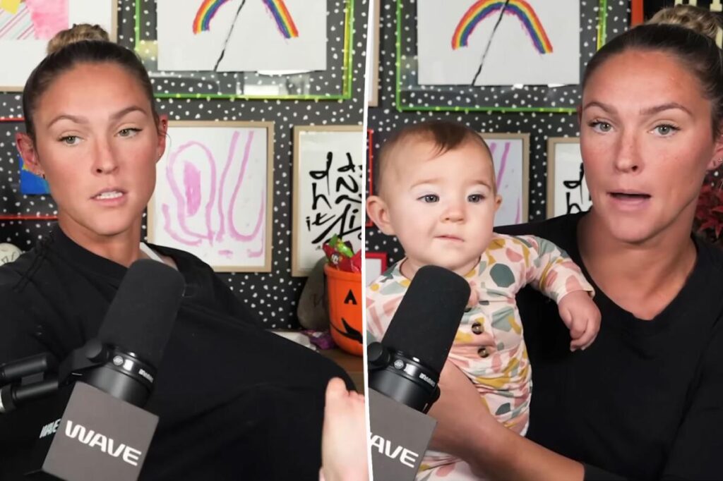 Kylie Kelce gives rare glimpse of 6-month-old daughter Finnley's face mid-podcast