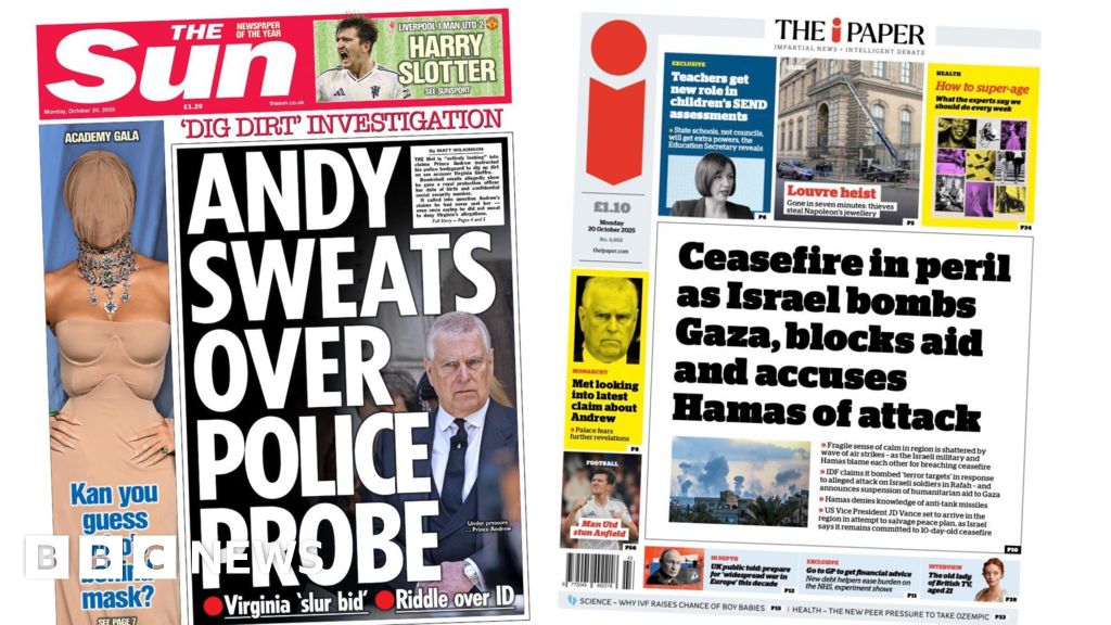 'Andy sweats over police probe' and 'Ceasefire in peril'