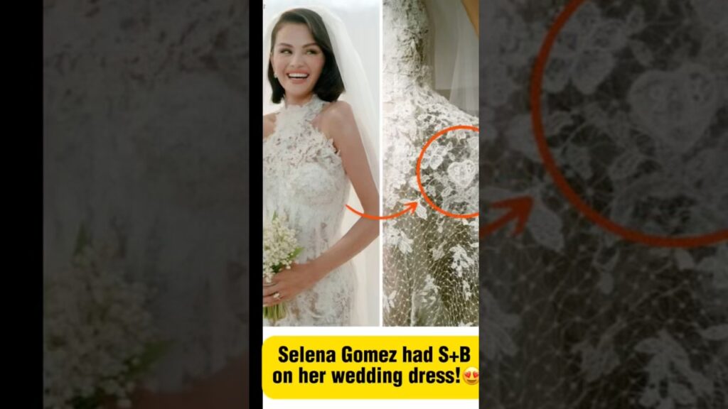 Selena Gomez had S+B on her wedding dress! Stands for Selena and Benny 😍 #selenagomez #bennyblanco