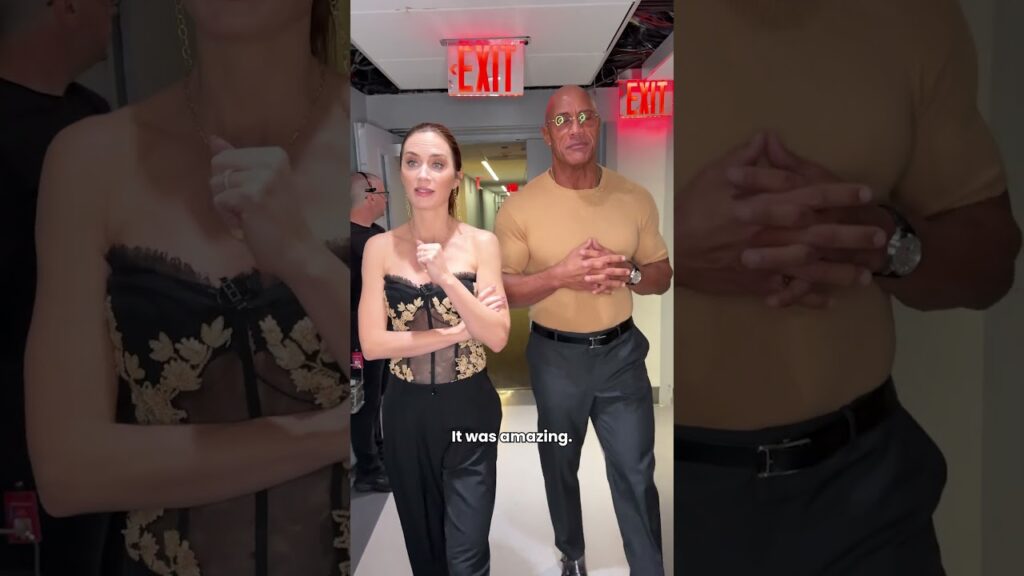 Walk to stage with Dwayne Johnson & Emily Blunt!