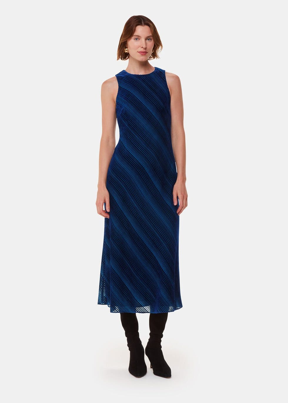 Devore Stripe Velvet Dress