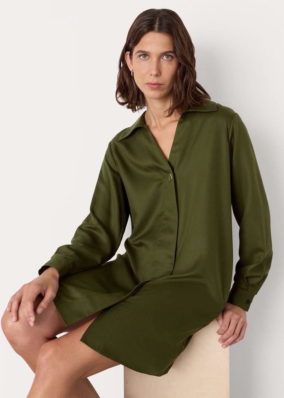 Collard Button Short Dress