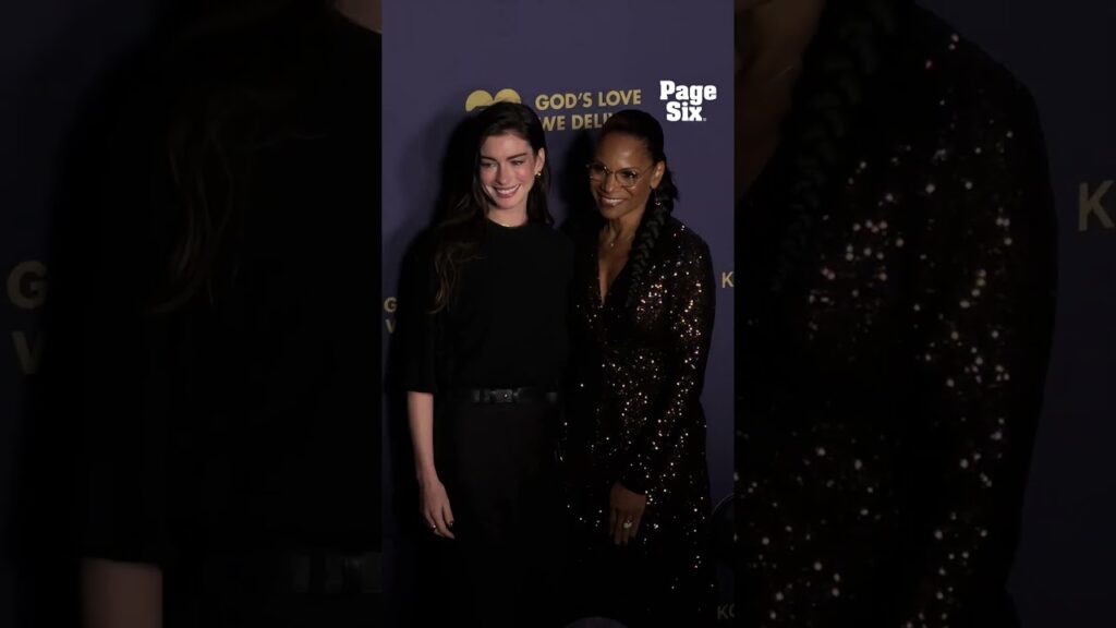 Anne Hathaway and Audra McDonald embrace at the God's Love We Deliver Golden Heart Awards #shorts