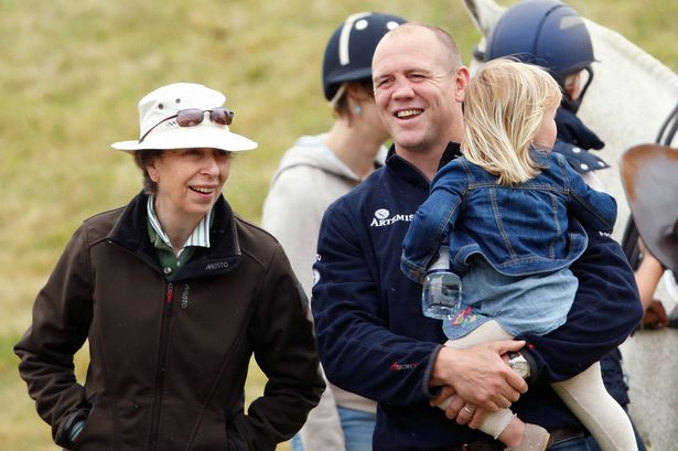 TETBURY, UNITED KINGDOM - JUNE 19: (EMBARGOED FOR PUBLICATION IN UK NEWSPAPERS UNTIL 48 HOURS AFTER CREATE DATE AND TIME) Princess Anne, The Princess Royal, Mike Tindall and daughter Mia Tindall watch Zara Phillips play in a Jockeys vs Olympians charity polo match at the Beaufort Polo Club on June 19, 2016 in Tetbury, England. (Photo by Max Mumby/Indigo/Getty Images)