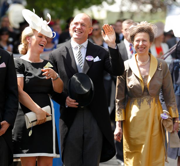 ASCOT, UNITED KINGDOM - JUNE 17: (EMBARGOED FOR PUBLICATION IN UK NEWSPAPERS UNTIL 48 HOURS AFTER CREATE DATE AND TIME) Zara Phillips, Mike Tindall and Princess Anne, The Princess Royal wave to Queen Elizabeth II and other members of The Royal Family in the carriage procession as they attend Day 1 of Royal Ascot at Ascot Racecourse on June 17, 2014 in Ascot, England. (Photo by Max Mumby/Indigo/Getty Images)