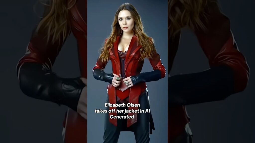 Elizabeth Olsen takes off her jacket in AI generated #shorts #ai #elizabetholsen