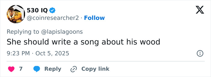 Tweet from user 530 IQ replying to lapis lagoons with a comment on Meghan Markle backlash and Lana Del Rey’s husband.