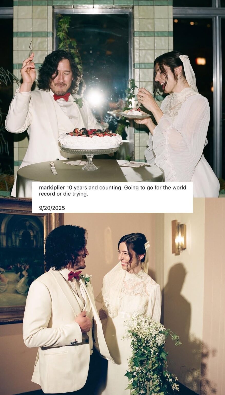 Youtuber Markiplier (Mark Fischbach) & Amy Nelson have officially tied the knot after 10 years of dating !
