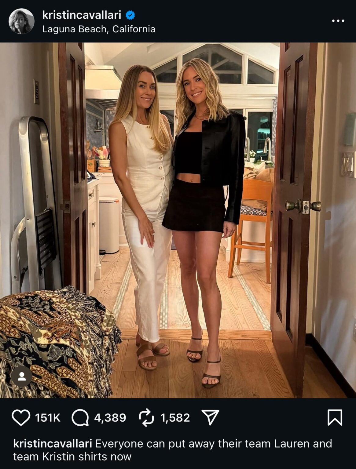 Kristin Cavallari poses with Lauren Conrad at the filming of the Laguna Beach reunion