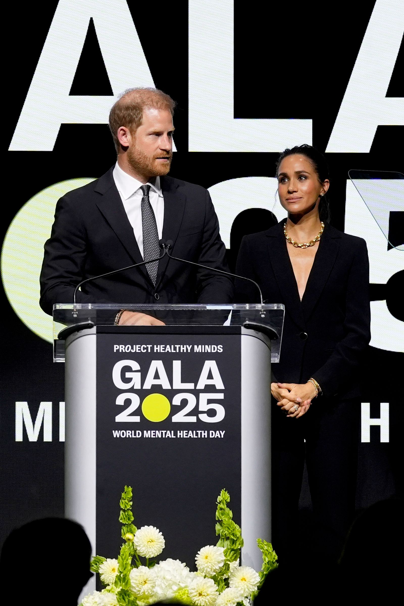 The Duke and Duchess of Sussex were honoured with the Humanitarians of the Year Award at the event