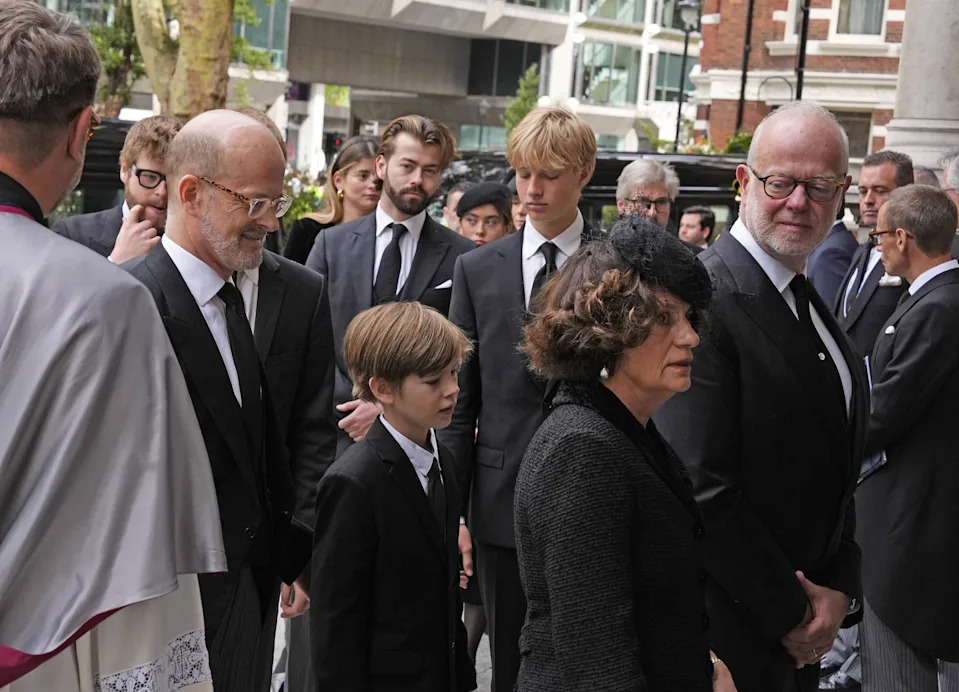 Lord Frederick Windsor and his sons entering church for the Duchess of Kent's funeral