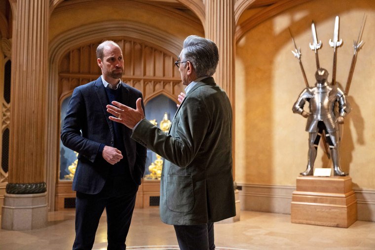 Prince William and Eugene Levy inside Windsor Castle.