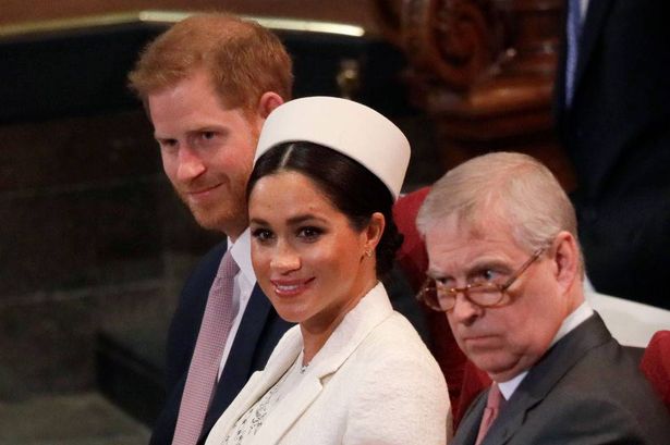 Prince Harry and Meghan Markle with Prince Andrew