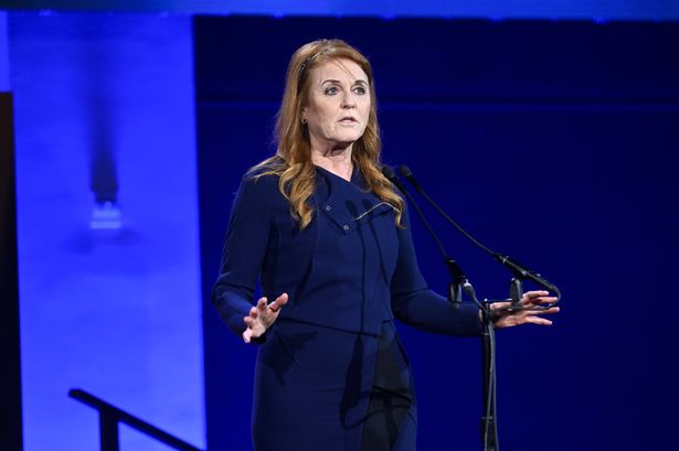 NEW YORK, NEW YORK - MAY 01: Sarah Ferguson, Duchess of York, speaks onstage during the Global Citizen Prize event at Spring Studios on May 01, 2024 in New York City.  (Photo by Noam Galai/Getty Images)