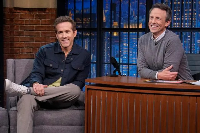 Lloyd Bishop/NBC via Getty Ryan Reynolds during an interview with Seth Meyers