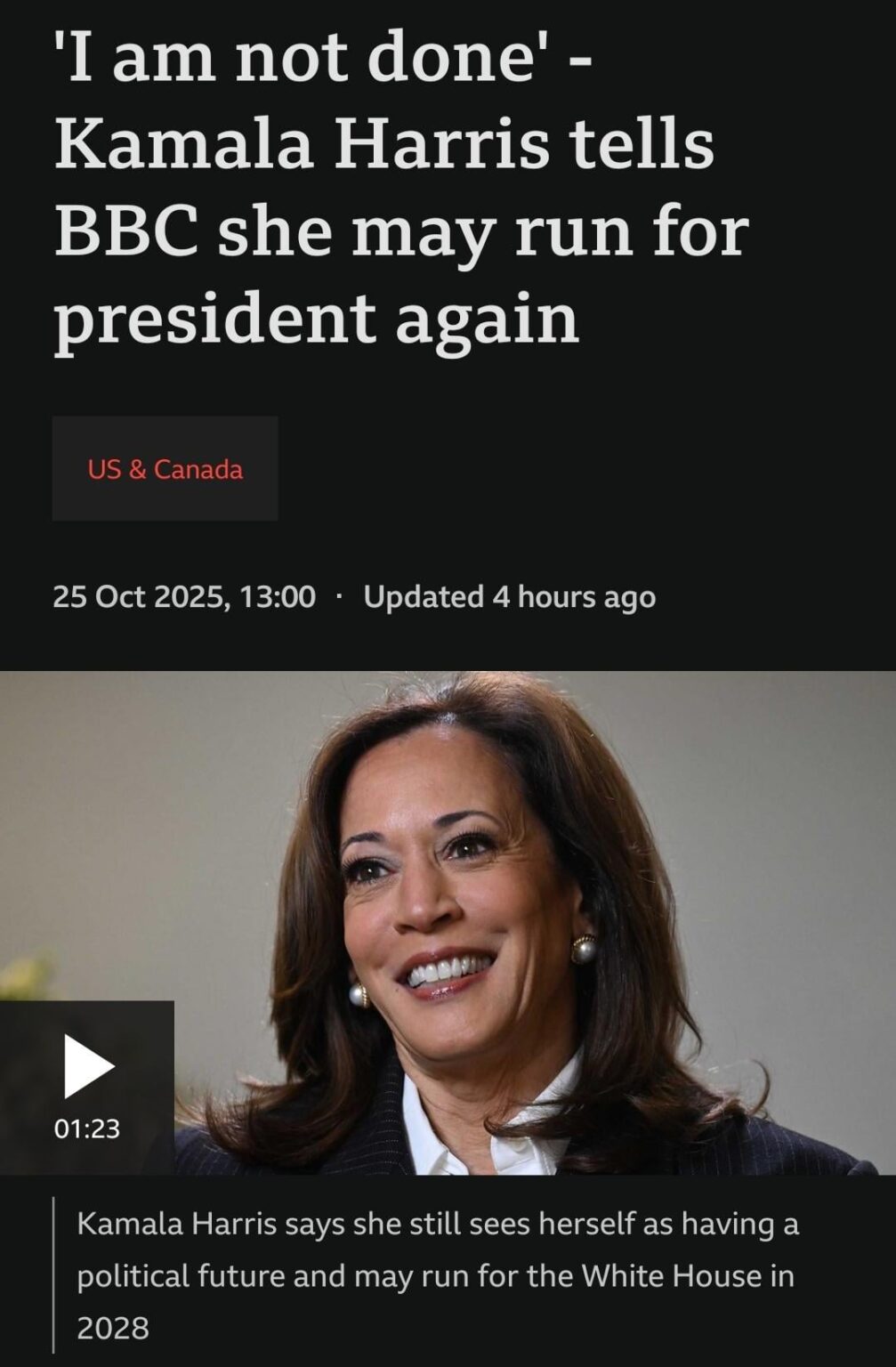 Kamala Harris says she may run for president again
