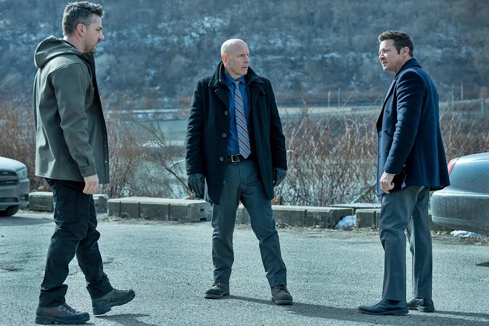 Dennis P. Mong Jr./Paramount+ Hamish Allan-Headley, Hugh Dillon, and Jeremy Renner on 'Mayor of Kingstown'