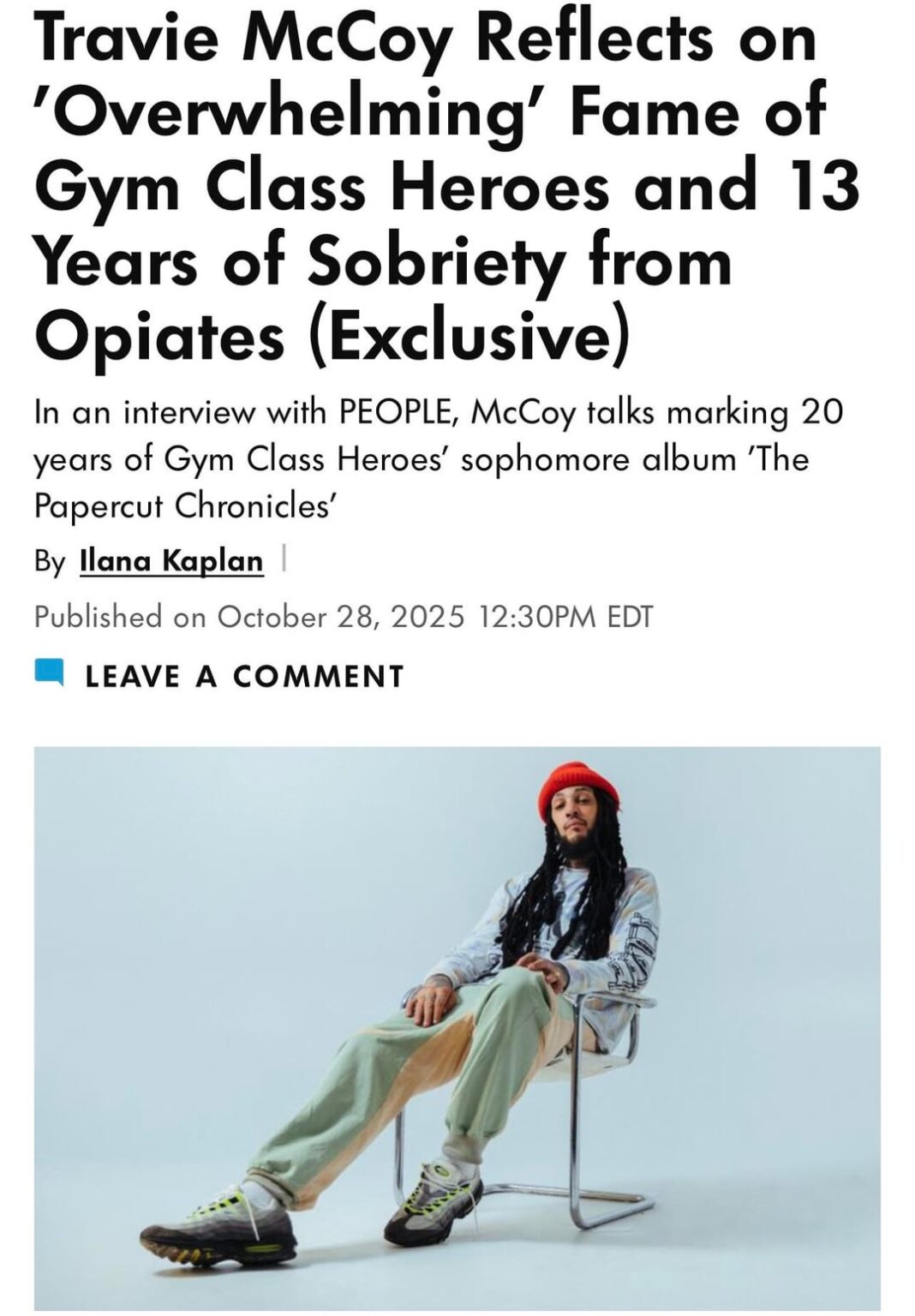 Travie McCoy Reflects on 13 Years of Sobriety from Opiates