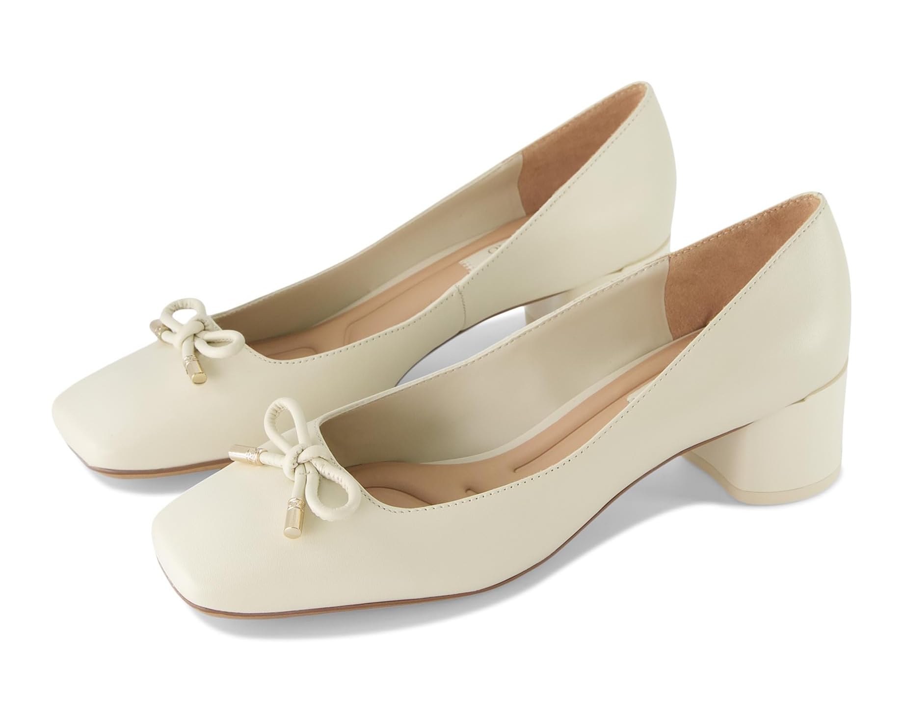 Natalia Square Toe Block Heel Pumps With Bow