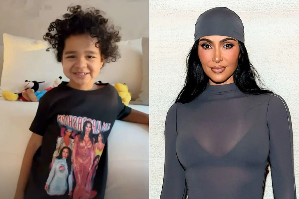 Khloé Kardashian’s Son Tatum Wishes Aunt Kim a Happy Birthday in T-Shirt Featuring Some of Her Iconic Looks