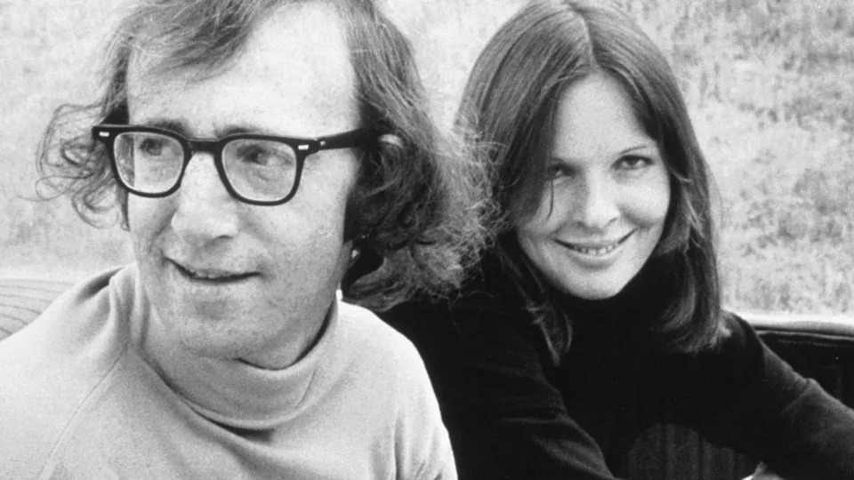 Actors Woody Allen and Diane Keaton on the set of comedy film Sleeper, 1973.