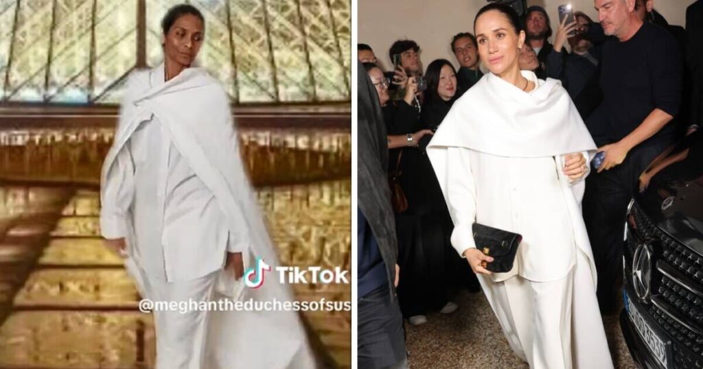 Meghan Markle mocked as her outfit recreated with ‘crinkled bed sheet’ | Royal | News Meghan Markle mocked as her outfit recreated with 'crinkled bed sheet' | Royal | News
