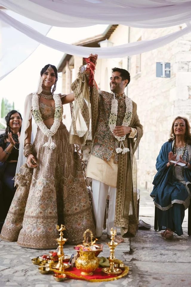 Actors Anjli Mohindra and Sacha Dhawan’s Wedding In Tuscany photographer for British Vogue