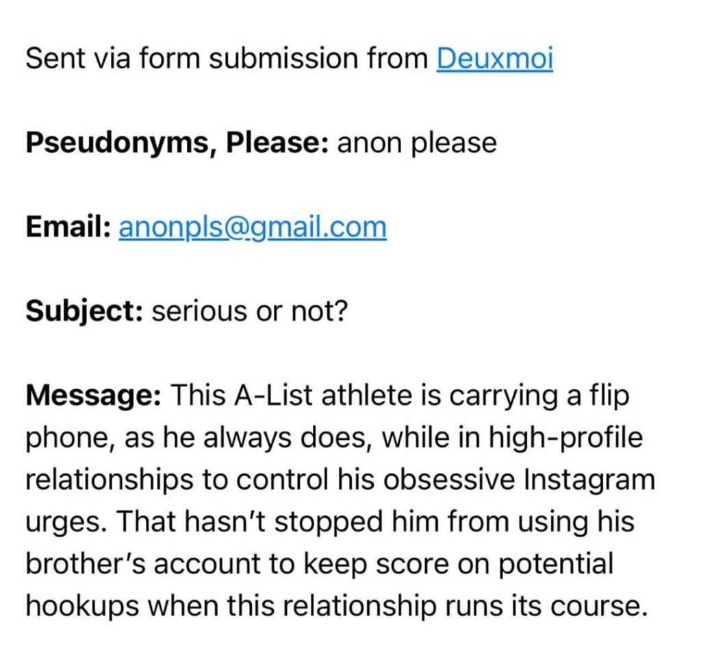 Which A-List athlete is carrying a flip phone, as he always does, while in high-profile relationships to control his obsessive Instagram urges ?