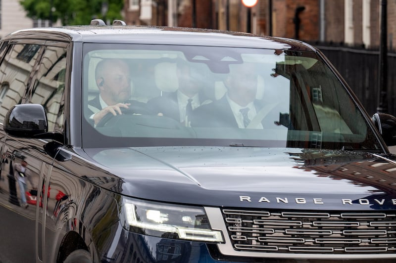 Prince Harry arrives at Clarence House on Sept. 10, 2025, to take tea with his father, King Charles III, in London, England. (Photo by Ben Montgomery/Getty Images)