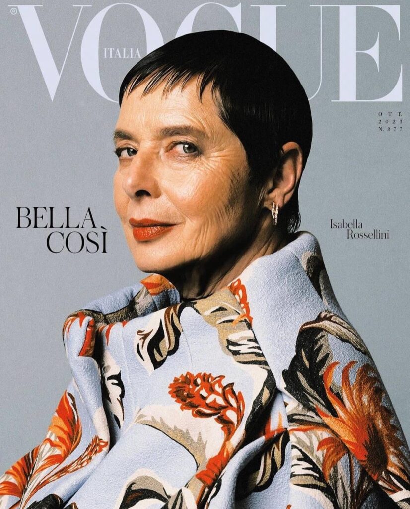 Isabella Rossellini on the cover of Vogue Italia (2023): “I find it very reductive to appear younger than my age and in any case it’s a losing battle. I asked them not to retouch the photos and leave me with my wrinkles."