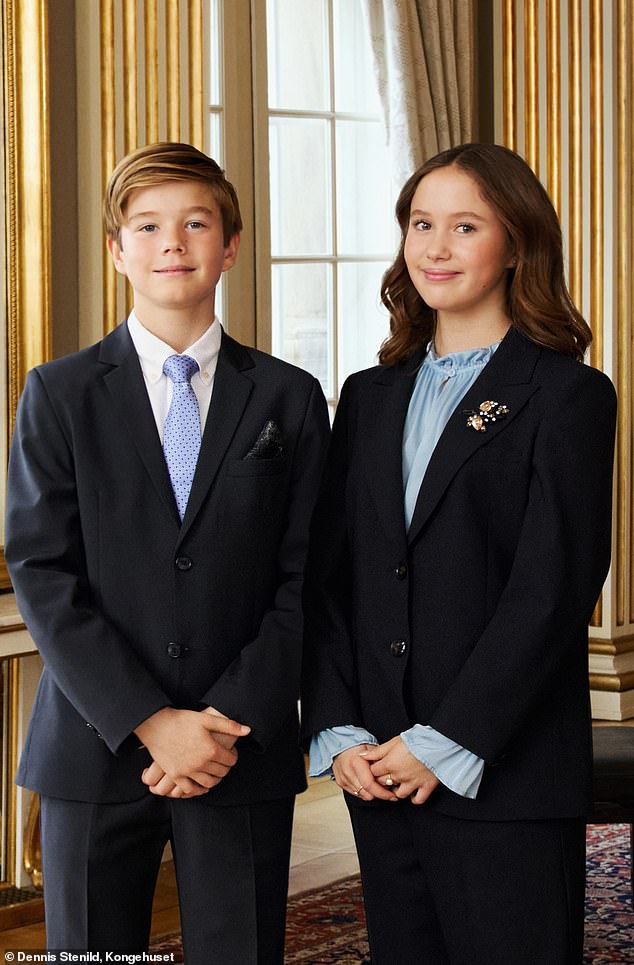 This photograph released in January 2024 for Prince Vincent and Princess Josephine's 13th birthday was also questioned over the twins' similarity to the below image
