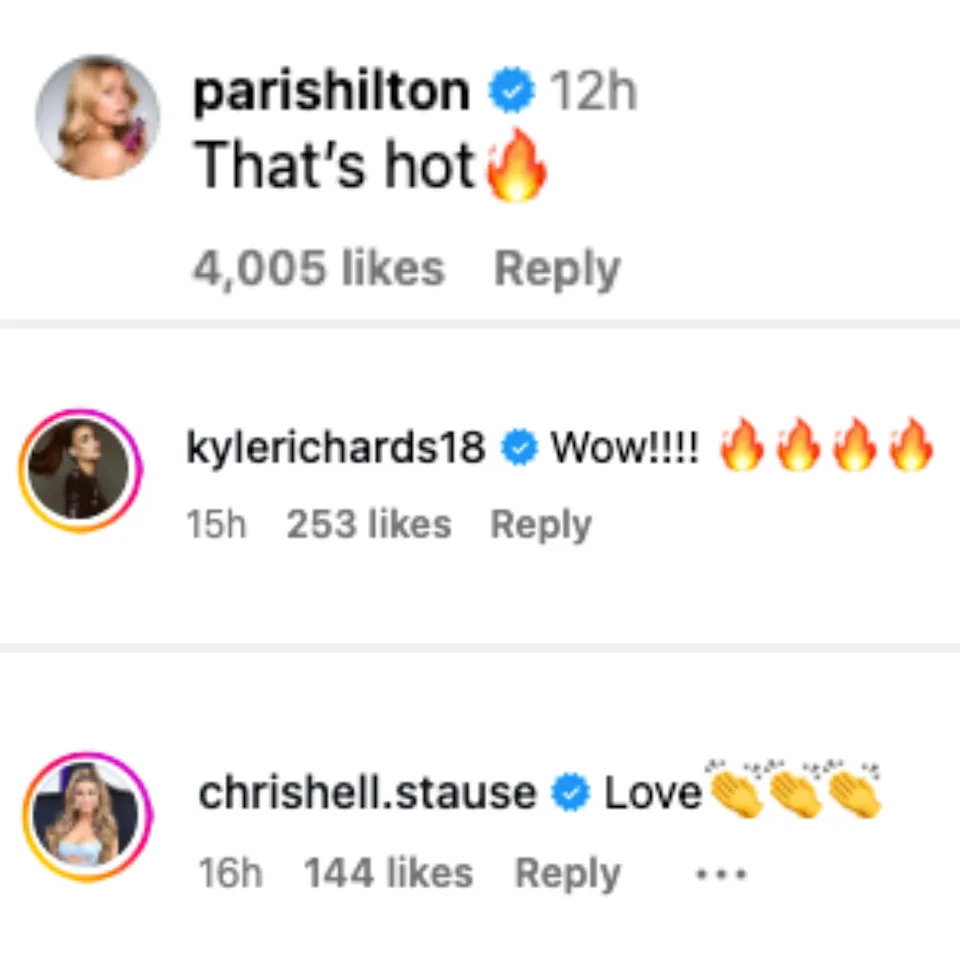Comment by a verified user saying, "That's hot" with a fire emoji. 4,005 likes