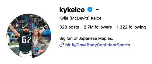 Instagram Kylie Kelce changes her Instagram bio.