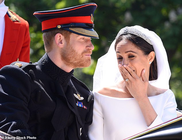 Additional analysis from lip readers suggested that as the horse-drawn carriage finished its climb up Windsor's Long Walk, Harry quipped: 'I'm ready for a drink now.' And another striking moment caught by lip readers showed Meghan seemingly dropping the 'F-bomb'
