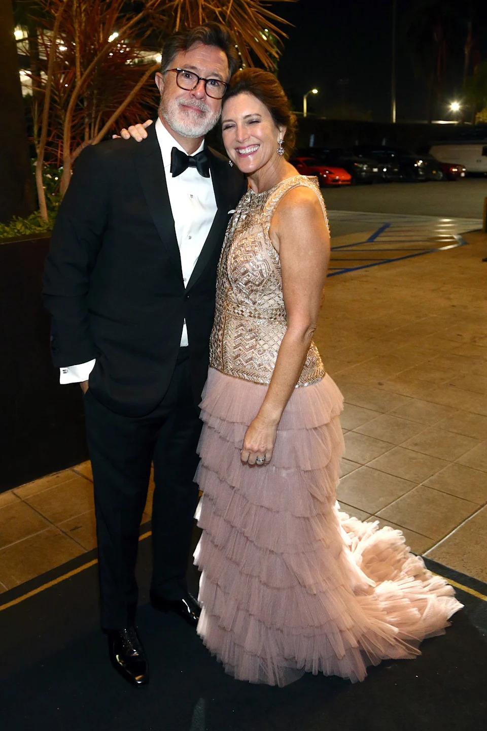 Stephen Colbert and Evelyn McGee-Colbert pose at an event
