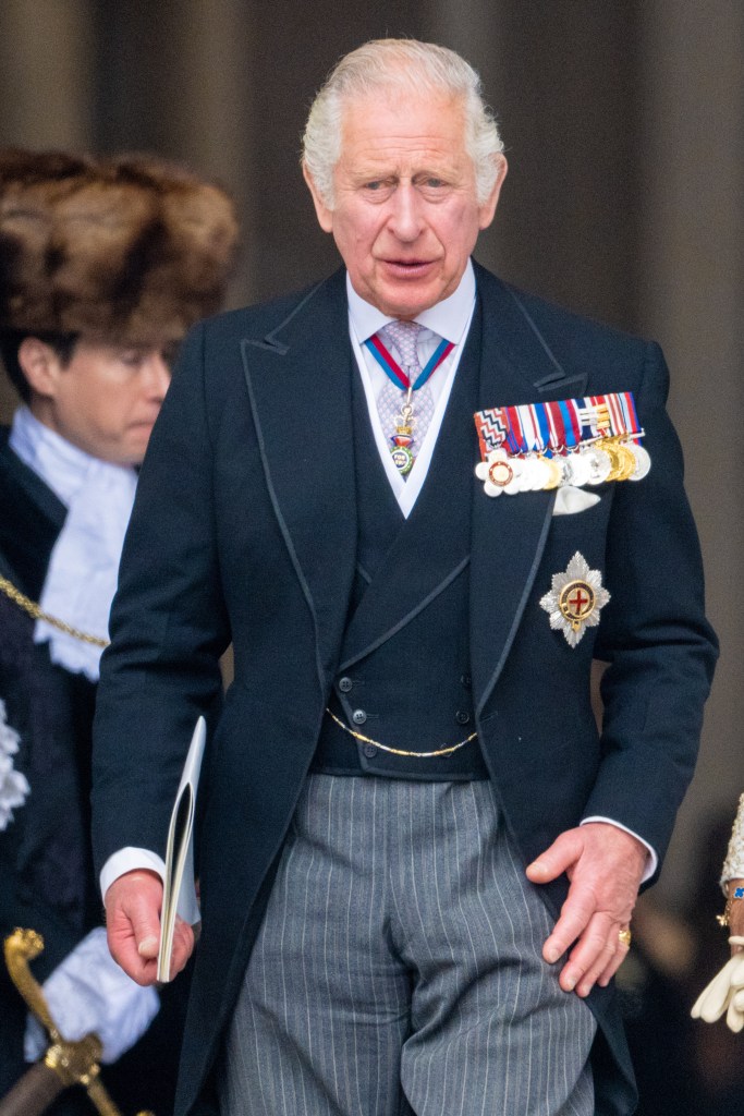 King Charles frowning in funeral-wear
