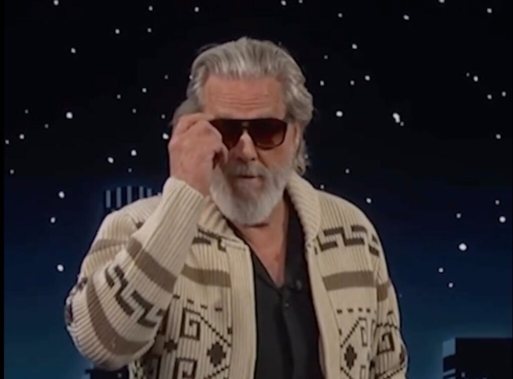 Jeff Bridges addresses country as The Dude. ‘Let’s get ICE off our streets and into our beverages, man.’ Mostly Sunny